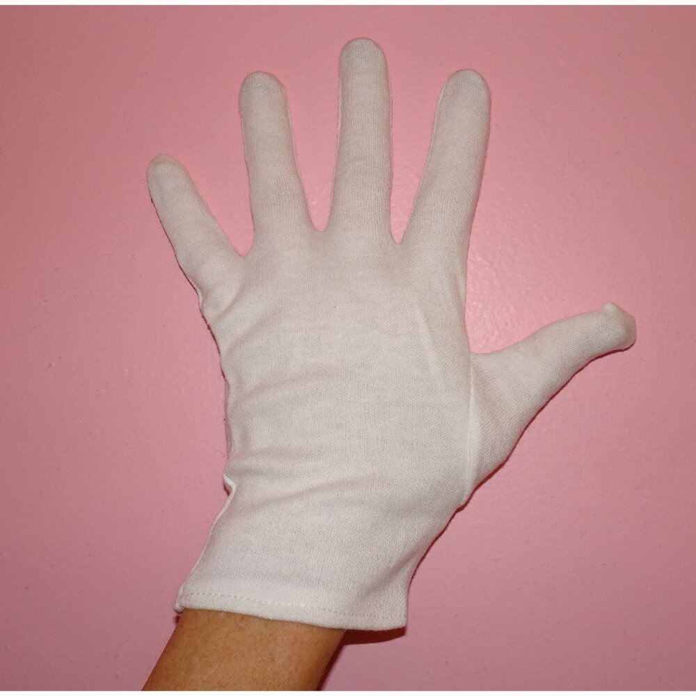 Vintage White Cotton Costume Gloves M formal dress pinup retro rockabilly 1960s